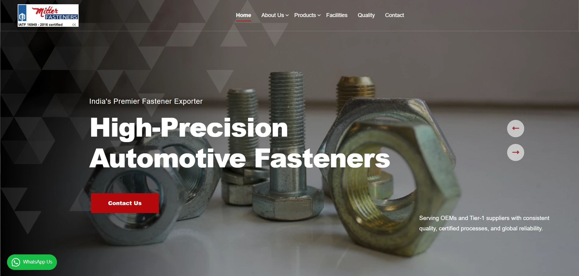 Mitter Fasteners website screenshot