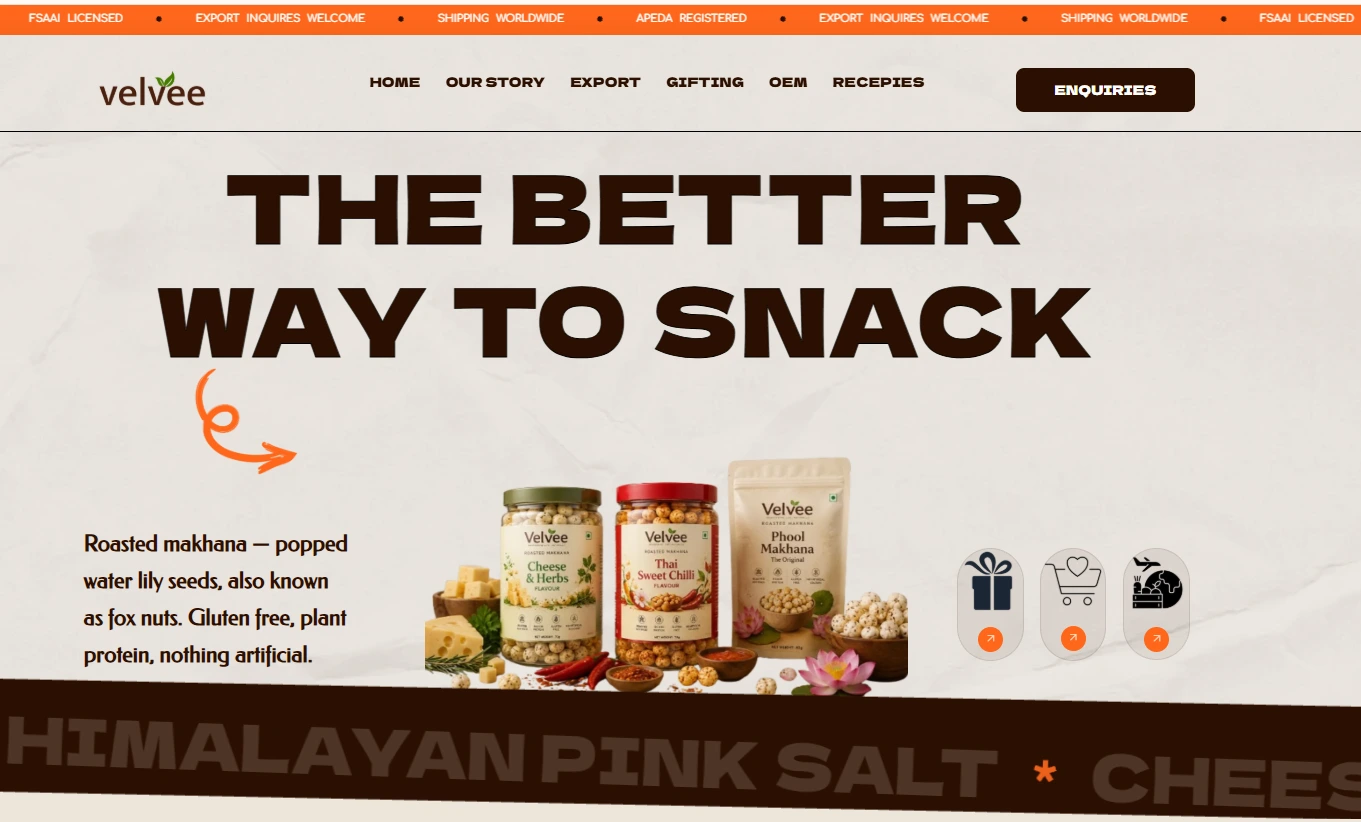 Velvee Naturals website screenshot